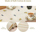Floral Table Runner, Spring Watercolor Flower Plants Nature Butterfly Table Runner for Kitchen Dinner Living Room Home Party, 13x120 Inch
