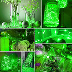 pozzolanas 24 Pack Green Battery Operated String Lights - 7ft Waterproof Fairy Lights with 20 LEDs for Home, Mason Jar, Party, Wedding, Halloween, Christmas Decorations