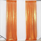 Poise3EHome Orange Sequin Backdrop Curtain, 2 Panels 2FTx8FT Glitter Background for Party Halloween Birthday Party Wedding Christmas Thanksgiving Holiday Festival Decor