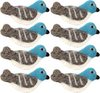 Wool Felt Napkin Ring Set of 8 - Bird Napkin Holder for Dining Table with Silver Electroplated Metal Base - Perfect for Spring, Holiday Parties, Rustic Event (White Blue Grey Black) - CLEENTABLE