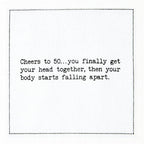 Five Star Napkins 50th Birthday Quotes White Cotton Cocktail Napkins, Beverage Napkins, Bar Napkins, Cloth Napkins, Party Napkins, Events, Holidays, Weddings, Birthdays, Disposable, 4.5" x 4.5"- (50x)