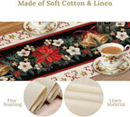 Christmas Table Runner, Xmas Holiday Seasonal Winter Table Cloth Kitchen Dining Table Decoration for Home Party Decor 13x60 Inch