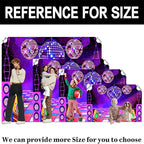 Dance Party Backdrop Retro 80s 90s Theme Stage Dance Ball Music Birthday Party Decoration DJ Photography Background 8 x 6 ft for Baby Shower Picture Photo Shoot Polyester Fabric, Green