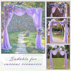 Wedding Arch Draping Fabric 4 Panels 20Ft Length x 28" Width Lilac Arch Drapes Chiffon Fabric Sheer Curtains Backdrop for Party Ceremony Wedding Ceiling Outdoor Indoor Stage Reception Decorations