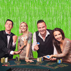 Grass Green Foil Fringe Curtain Backdrop, 2Pack Metallic Tinsel Fringe Curtain Streamers Photo Backdrop for St Patricks Day Football Decorations, Birthday Christmas Tropical Party Decor Door Streamers