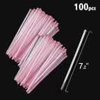 100-PCS Pink Glitter Plastic Swizzle Sticks, Crystal Cake Pops, Cocktail Coffee Drink Stirrers, Stir Sticks for Valentine's Day Christmas Party, 7.24 Inch