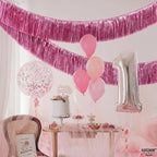 KatchOn, XtraLarge Pink Fringe Banner - 6.5 Ft,Pack of 2 | Fringe Garland for Birthday Party | Pink Streamers for Gender Reveal, Bachelorette Party Decorations | New Years Eve Decorations