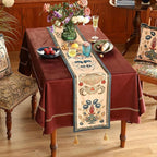 patdrea Designer Casual Wild Floral Velvet Table Runner 118 Inch Long, Brown Occult Bouquets Pattern Table Mat, Decoration for Kitchen Dining Coffee Table Cabinet Banquet Thanksgiving,12"*118"