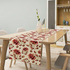 Retro Rose Table Runner, Romantic Love Elegant Plant Red Golden Flower Print Table Runner for Kitchen Dinning Table Runner Decor Home Wedding Party Holiday, 13x120 Inch