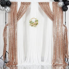Poise3EHome Rose Gold Sequin Backdrop,2 Panels 2FTx8FT Glitter Background for Party Birthday Party Baby Shower Wedding Christmas Thanksgiving Holiday Festival Decor