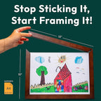 Kids Art Frames 8.5x11, Front Opening Artwork Display Frame for Kids’ Creations – Brown Changeable Frame Holds 250+ Pieces, Show & Store Kids Art, Crafts, and 3D Projects, Easy Wall Hanging