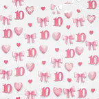 40Ft Pink 10th Bow Birthday Decorations Hot Pink Conquette Bow Heart Garland Streamer Banner for Girls Happy 10th Birthday Double Digits I'm 10 Cheers to 10 Years Old Anniversary Party Supplies