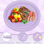 QZYL 50 Count Oval Paper Plates, 12.2'' X 10.2'' Large Lavender Disposable Plates for Daily Dinner, Wedding, Birthday, Party, Picnic, Baby Shower, Barbecue