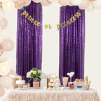 ShinyBeauty 4 Panels Purple Sequin Curtains | 2Ft x 8Ft Sparkle Photo Backdrop | Shimmer Background for Parties & Events | Mermaid Theme | Durable & Elegant Fabric Backdrop