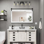 COGOOD Farmhouse Bathroom Mirror - 45 x 30 Large Rectangle Barn Door Mirror for Vanity, Bedroom, Living Room Wall Decor (White)