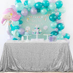 OQSQ Silver Sequins Tablecloth 60x102 inch, Sparkly Glitter Table Cover for Wedding Birthday Party Prom Decorations