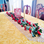 UKELER 2 Pack 14FT Artificial Rose Vines Red Flower Garland Artificial Rose Flowers with Green Leaves Floral Plant for Wedding Arch Party Garden Craft Home Decor