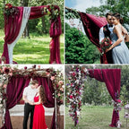 6 Panels Burgundy Wedding Arch Drapery 28" x20Ft Wedding Arch Draping Fabric Chiffon Fabric Drape Sheer Backdrop Curtain for Weddings Party Swag Ceremony Birthday Arbor Drapery Reception Ceiling Décor