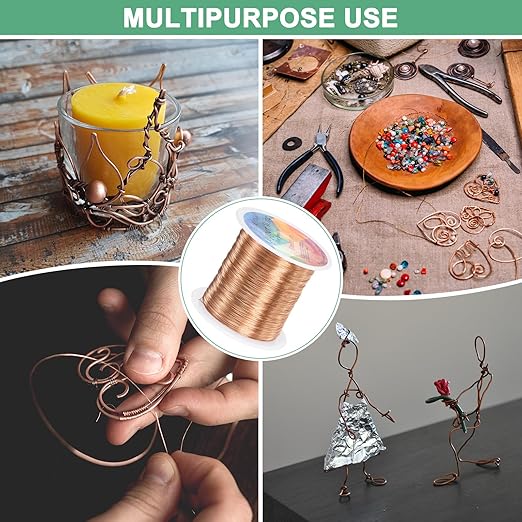 2-Rolls 0.3mm Jewelry Wire, 28 Gauge 328FT Craft Wire Copper Beading Wire for Jewelry Making/Planting/Weaving/DIY Crafting, Soft Metal Wires [100M, Copper Tone]