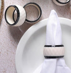 Epoxy Resin Napkin Rings Set of 12 - Elegant for Dinner Parties, Large Gatherings, Special Events & Dining Table Décor| Durable Napkin Rings, Easy to Clean (Black White) - CLEENTABLE