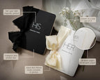 Black White His Her Slim Vow Books w/Ribbon (Set of 2) - 5.625 x 4" Minimalist Pocket Sized Modern Wedding Ceremony Vow Renewal Speech Notebook Journal