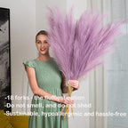 EVODIS Pampas Grass Decor Tall, 43"/110cm Faux Pampas Grass 6 Stems Large Pompass Grass Branches Tall Bulk Boho Flower Arrangement for Home Room Wedding Party Decor (Light Purple)