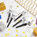 Skylety 18 Pcs Party Blower Noisemakers Party Squawkers Blowouts Whistles Fringed Noise Maker Musical Blowouts for Birthday Supplies(Black and Silver)