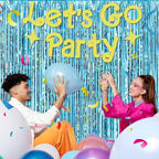 6 Pack Light Blue Foil Fringe Curtains Backdrop, 3.28 x 8.2 Ft Metallic Streamers Tinsel Curtains Background for Photo Booth, Birthday, Weddings, Carnivals, Graduation, Themed Party Decorations