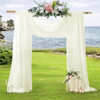 SiinvdaBZX 2 Panels Wedding Arch Draping Fabric 30" x 20Ft Ivory Sheer Chiffon Fabric Outdoor Extra Long Decorative Drapery Fabric for Party Ceremony Ceiling Curtain Backdrop