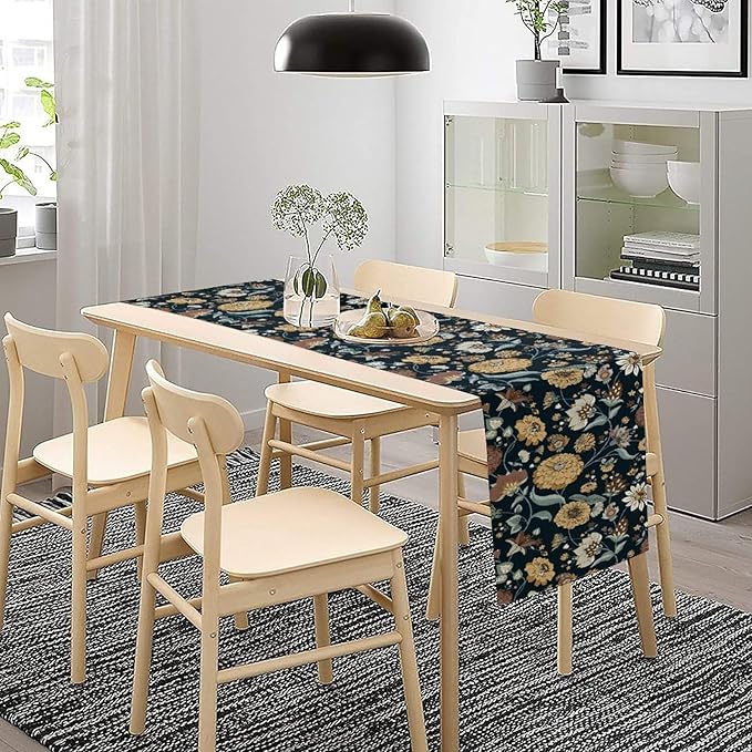 Boho Floral Table Runner Bohemian Floral Vintage Home Kitchen Dining Table Decoration 13x70 Inch 1PCS