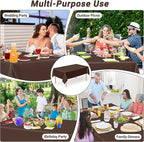 QZYL 4 PCS Plastic Table Cover, 54x108 Inches Waterproof Table Cover, Multiple Colors Brown Rectangle Tablecloth, Disposable Table Cloth for Camping, Anniversary, Picnic and Party Decorations