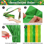 2 Pack St Patrick Party Decorations, 3.28 FT x 7.05 FT Green Gold Light Green Backdrop Curtains, Metallic St.Patrick Fringe Curtains Party Streamer Tinsel Backdrop, St Patrick Party Supplies
