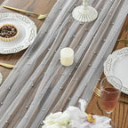 Artoid Mode Pearl Grey Gauze Table Runner 59x120 Inch , Seasonal Sheer Kitchen Dining Holiday Wedding Birthday Baby Shower Table Decor for Home Party