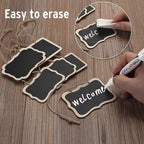 ONUPGO 16 Pack Chalkboard Tags with Liquid Chalk Marker, Double Sided Blackboard with Hanging String, Wooden Mini Erasable Chalkboard Signs, Hanging Chalkboard Labels, Price Tags, Message Tags