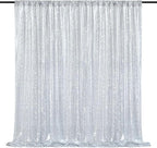 8ft x 8ft Silver Sequin Backdrop Curtain Glitter Photo Booth Backdrop for Wedding Birthday Baby Shower Event Decorations