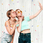 6 Pack White Foil Fringe Curtain Backdrop, 3.28Ft x 8.2Ft Metallic Tinsel Foil Fringe Streamer Curtains for Photo Booth, Birthday, Wedding, New Year Party Decorations