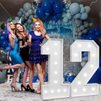 Marquee Numbers Large 12th-Birthday Decorations: 4ft Light Up Number Party Decor 21 Year Old Girl And Boy Birthday Decoration Backdrop 21 Anniversary Cardboard Big Mosaic Balloon Frame Number 12