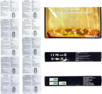 Vicloon Fairy Curtain Lights,300 LED Warm White Curtain Lights,8 Modes 9.8×9.8Ft Waterproof Window Curtain String Light USB&Battery Powered with Remote Control,String Lights Curtain for Indoor,Outdoor
