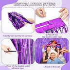 Purple Foil Curtain Backdrop, 2Pack Metallic Tinsel Foil Fringe Curtains Photo Booth Props for Birthday Wedding Engagement Bachelorette Baby Shower Christmas Holiday Celebration Party Decorations