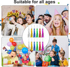 24 Pcs Party Horns, Party blowers Noise Makers, Graduation Noise Makers Glitter Metallic Fringed Birthday Blowers for Wedding Birthday Graduation Ceremony Festival (6 Colors)