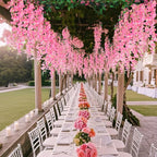 Wisteria Artificial Flowers Garland，10Pcs Total 60ft Silk Fake White Wisteria Flowers Hanging for Home Garden Wedding Arch Party Indoor Outdoor Decor(10,Pink)