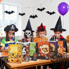 24 Pcs Halloween Paper Gift Bags, 6 Styles Halloween Goodie Bags with Handles, Halloweens Treat Bag Party Favors Bag Holiday Trick or Treat Party Supplies