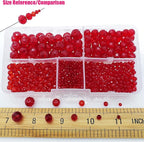 2-10mm Briolette Rondelle 810pcs Red Crystal Glass Beads Faceted Shape Crystal Spacer Beads for Bracelet Necklace Decorative Hand Jewelry Making (2/4/6/8/10mm Red)