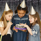 10 Pack Black Backdrop Curtain 3.2ft x 8.2ft Metallic Tinsel Foil Fringe Curtains Photo Booth Background for Birthday Party Decoration Baby Shower Engagement Wedding Christmas Decoration (Black)