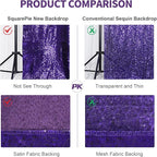 SquarePie Sequin Backdrop Curtain Not See Through Thick Glitter Background for Party 10FT x 10FT Purple