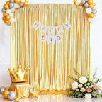 Gold Backdrop Curtains for Birthday Party: 4.8ftx8ft Sequin Background Baby Shower Curtain Drapes for Graduation Arch Backdrop