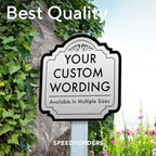 Custom Decorative Outdoor Metal Sign - Personalized Aluminum Driveway Sign, Waterproof, Made In USA - Design 2 Metallic Silver 12x12 In