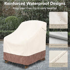 okcool Patio Adirondack Chair Cover 2 Pack,Waterproof Heavy Duty Outdoor Chair Covers,Patio Adirondack Chair Cover for Outdoor Chair,(30 W x 34 D x 36 H inches),Beige & Brown