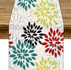 Abstract Red Dahlia Vintage Table Runner, Geometric Lines Mid Century Vintage Modern Colorful Table Runner for Party Kitchen Dining Living Room Laundry Room Decor, 13x108 Inch