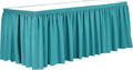 Ultimate Textile Pleat Polyester Fabric Table Skirt - Machine Washable Flame Resistant with Clips for Events, Weddings & Trade Shows, Cut & Sewn in Paterson, NJ - Turquoise, 21' Shirred Pleat